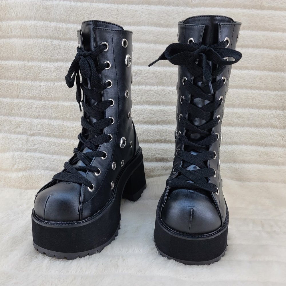 Demonia Ranger Platform Lace-Up Front Ankle Boot - Picture 7 of 10
